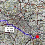 Von Pirna (rot) nach Meißen (grün) – Quelle Karte: MARCO POLO Reiseführer Dresden, Sächsische Schweiz, 22. aktualisierte Auflage 2024, ISBN-13 : 978-3829731041