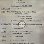 Das Programm für den Tag wurde jeweils am Abend zuvor in der Lobby ausgehängt